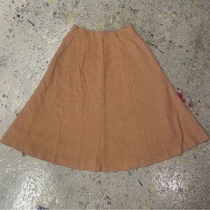 Uniqlo Wool Blend Midi Skirt XS Brown A Line Elastic Waist Pockets